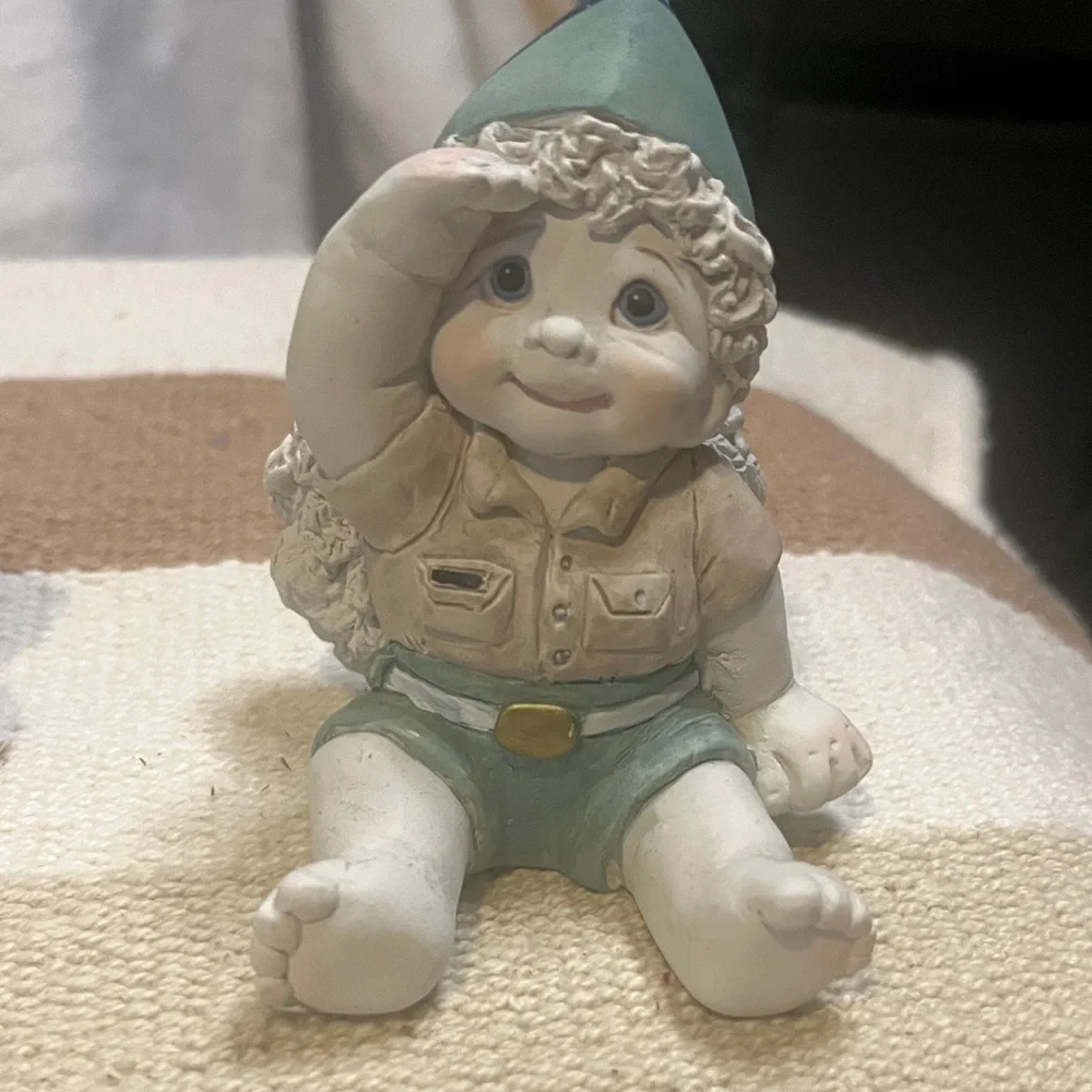 Whimsical Gnome Shelf Decor - Blue and Cream